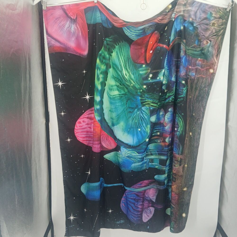 jellyfish mushroom galaxy pink purple blue tapestry fabric wall art trippy